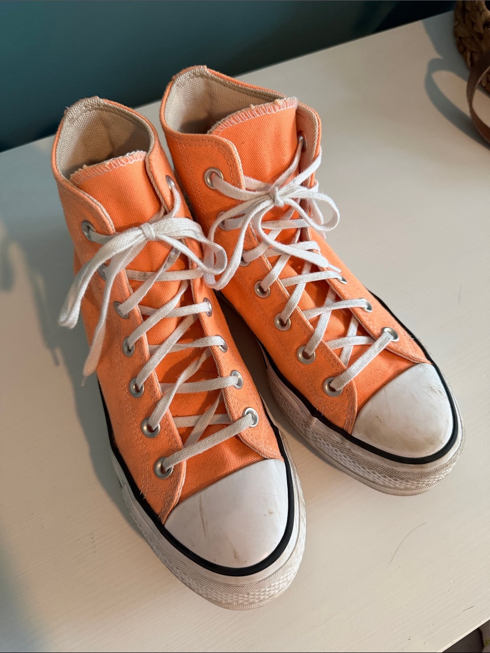 Orange High Top Converse Sneakers